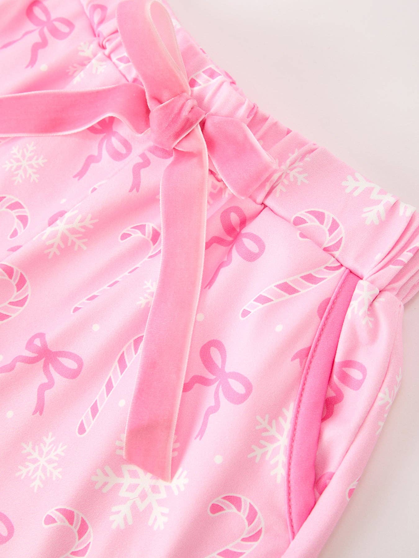 PREORDER: Mommy and Me Pink Christmas Candy Cane Print Pajama Set (ETA: Early October)