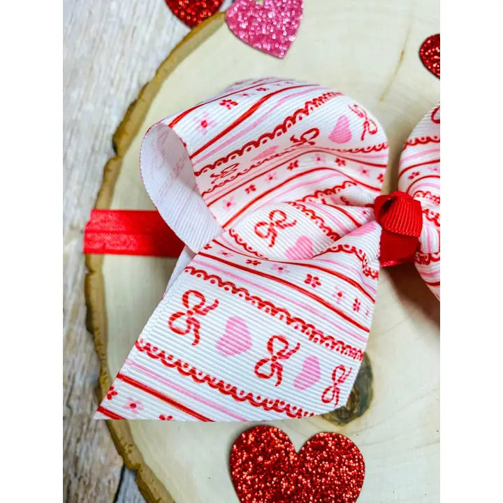 Hearts, Bows, & Stripes Hair Bow Headband