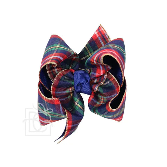 Layered Navy Christmas Plaid On Alligator Clip 5.5"