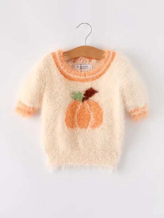 Fall Pumpkin Orange Girls Pullover Sweater (ETA: Mid July)