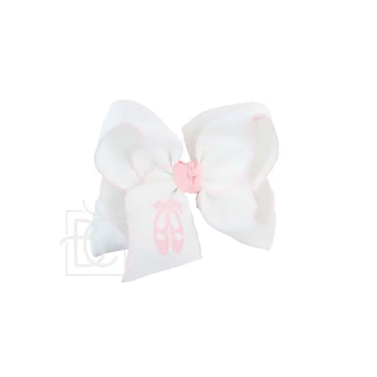 Embroidered Ballet Shoes Crochet Edge Bows (Beyond Creations)