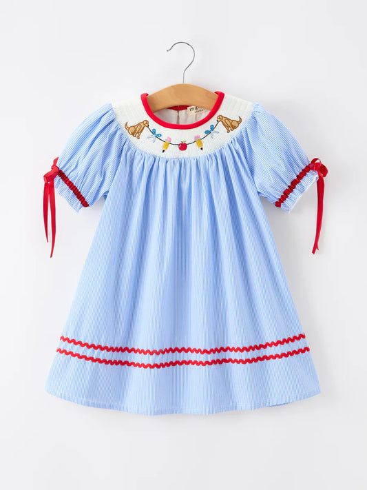 Puppies and Pencils Embroidery Dress