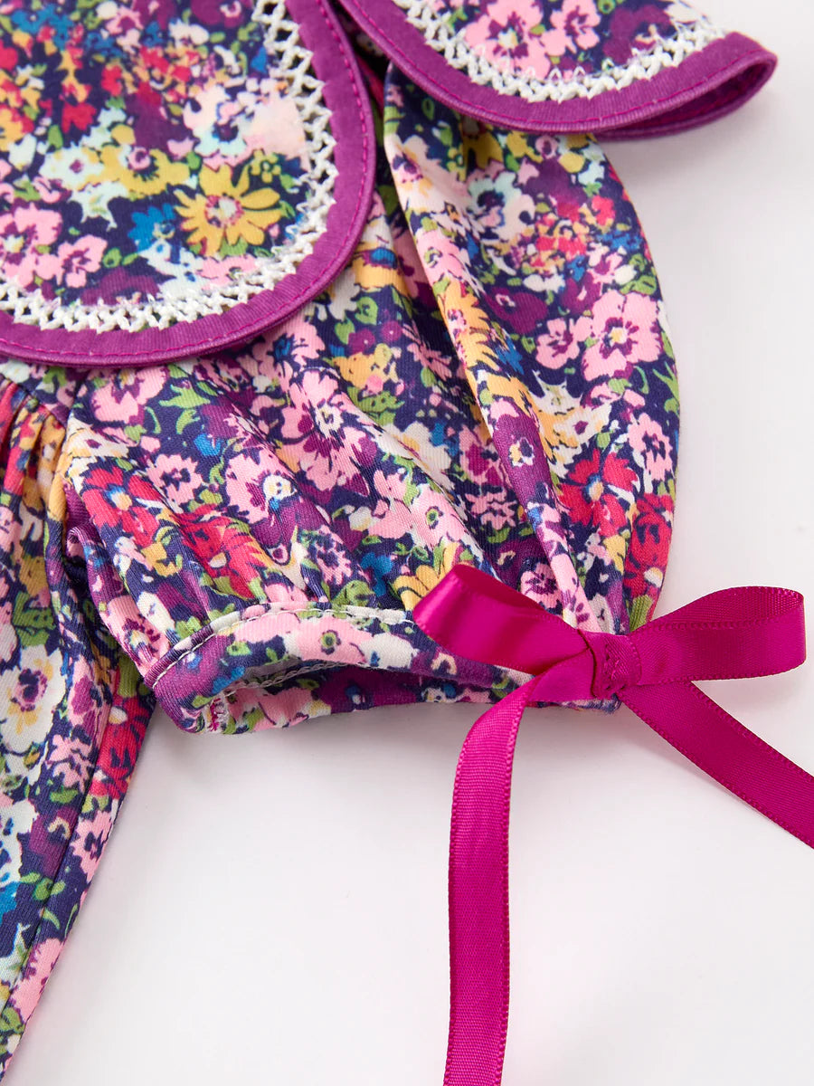 PRESALE: Purple Floral Bow Petals Collar Girls Dress (ETA: July/August)