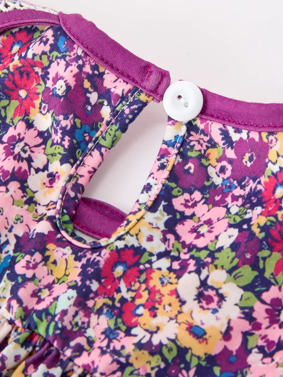 PRESALE: Purple Floral Bow Petals Collar Girls Dress (ETA: July/August)