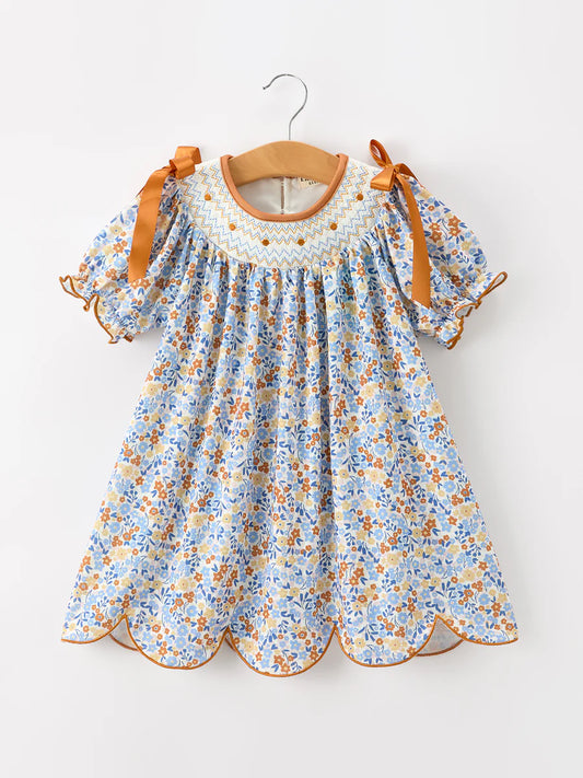 PRESALE:  Fall Floral Smocked Dress (ETA: June 29)