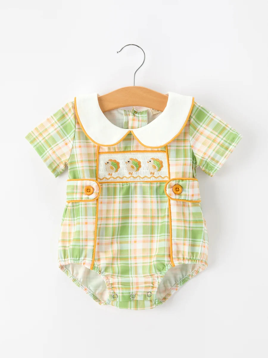 Thanksgiving Turkey Plaid Boy Romper