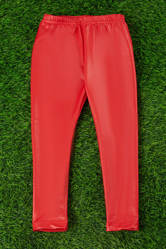 RED FAUX LEATHER LEGGINGS