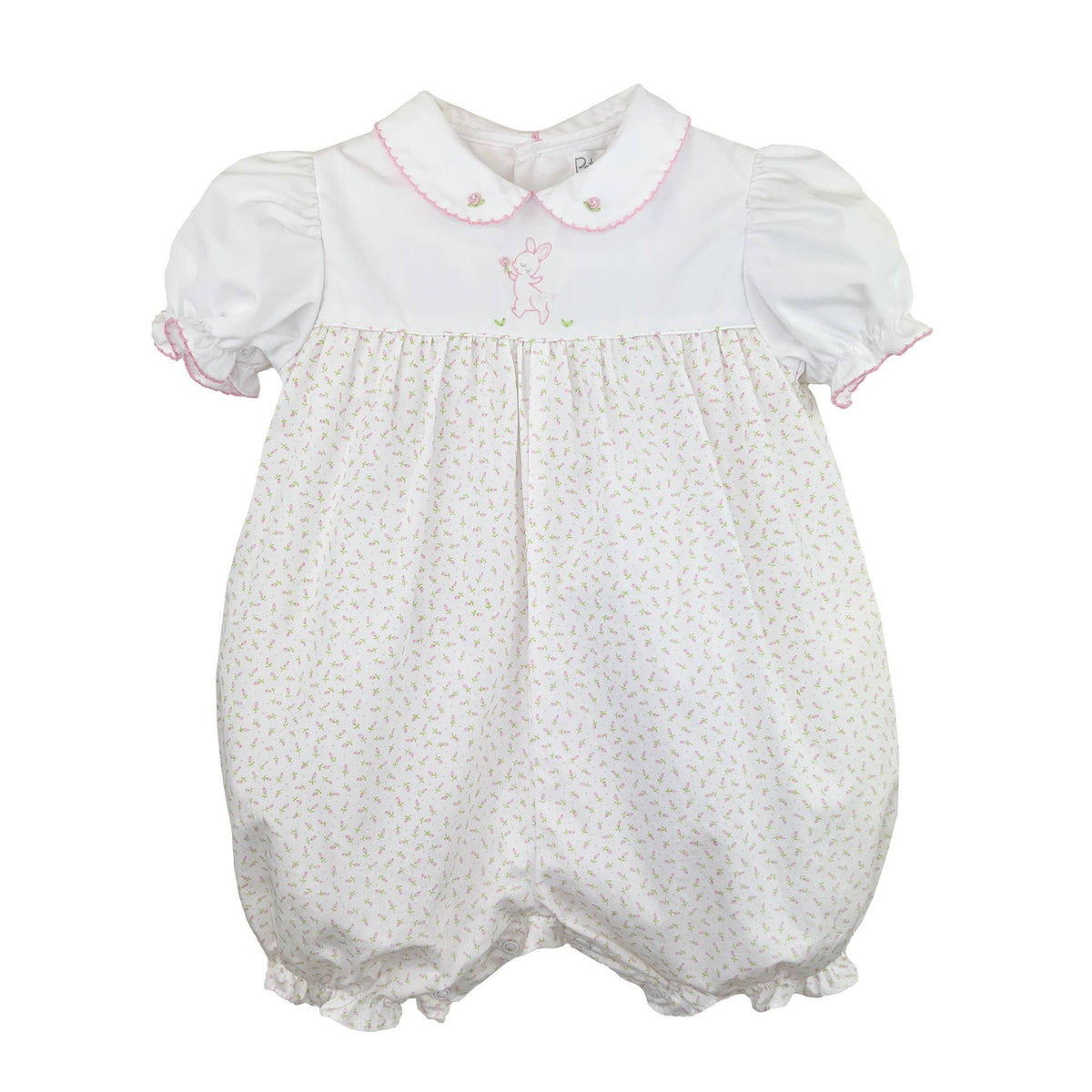 Embroidered Bunny Bubble with Floral Print