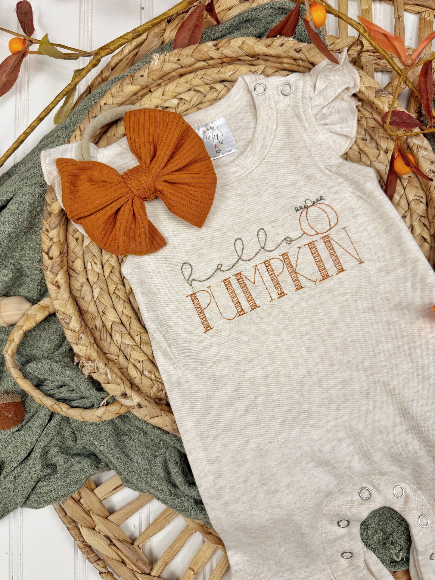 Hello Pumpkin baby girl ruffle romper