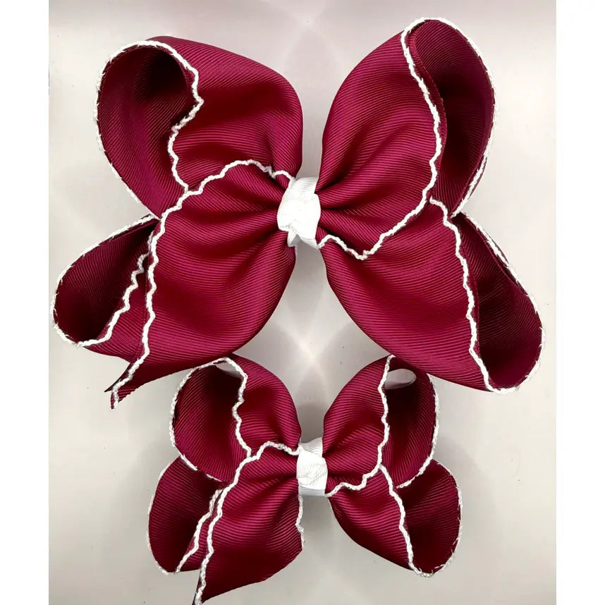 Maroon Moonstitch Bow 6"