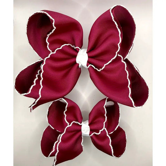 Maroon Moonstitch Bow 6"