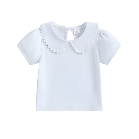 White Basic Peter Pan Collar Shirt