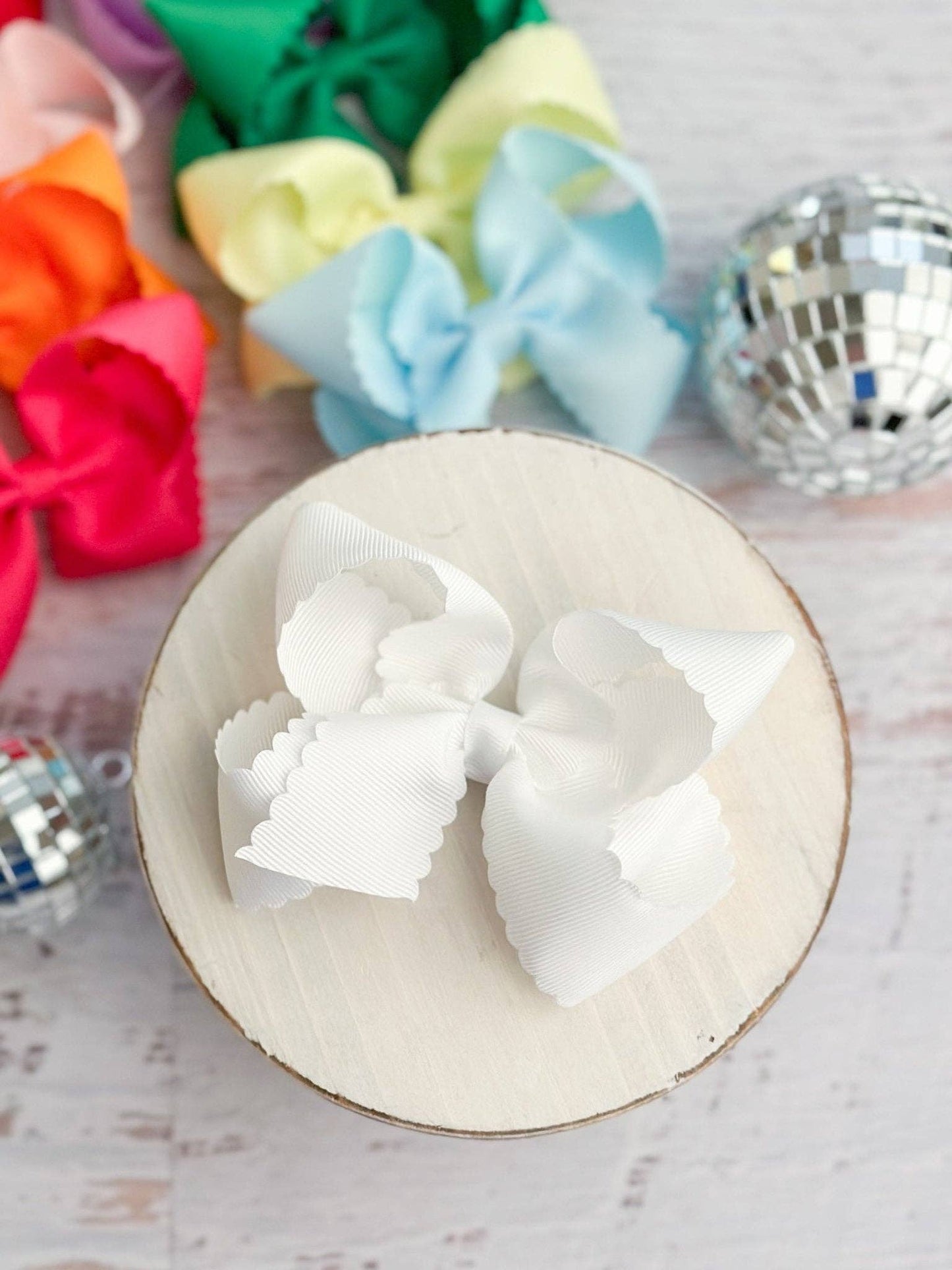 4.5" Classic Scalloped Hair Bow | Clip or Headband