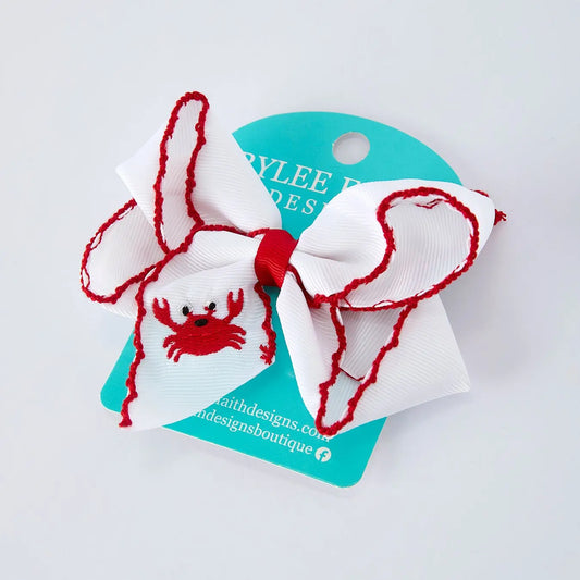 Strawberry Embroidered Bow 4"