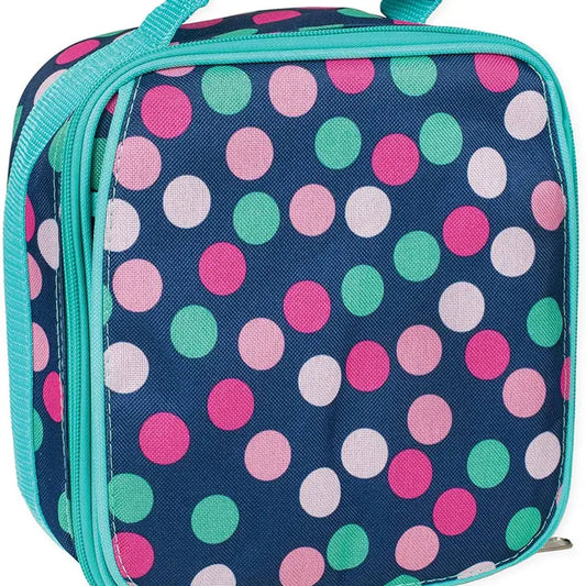 Teal Navy Polka Dot Lunch Bag