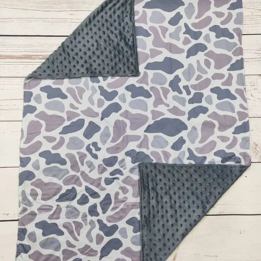 Baby Gray Camouflauge Print Blanket