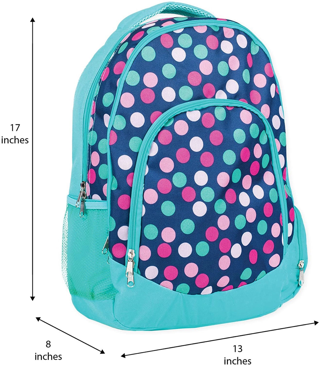 Teal Navy Party Polka Dot Laptop and School Backpack