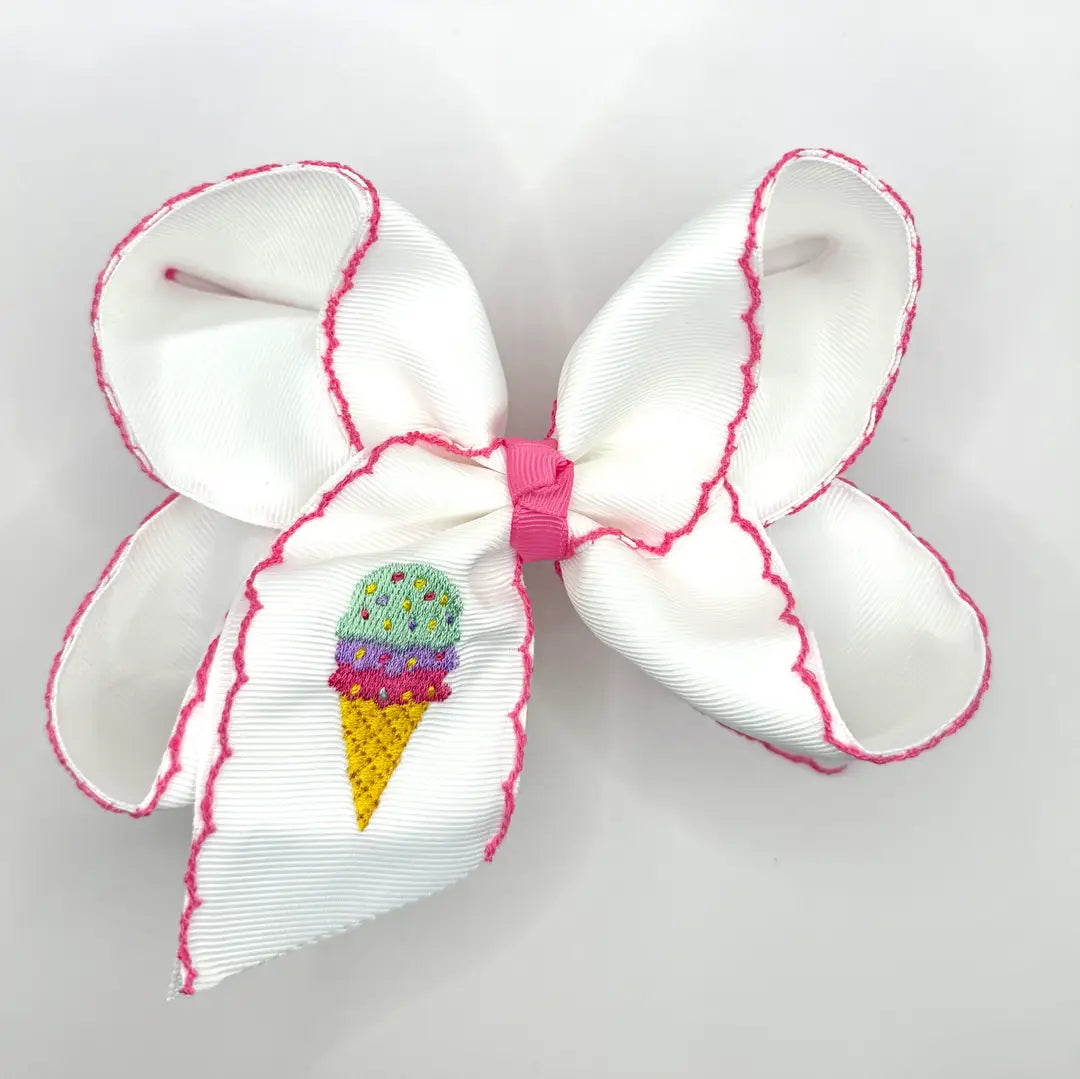 Ice Cream Cone Moonstitch Bow
