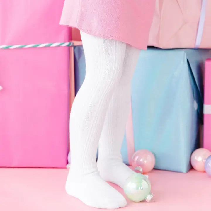 White Cable Knit Tights (Little Stocking Co.)
