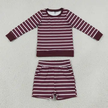PREORDER - Maroon Stripe Long Sleeve Sets (closes 9/27/26)