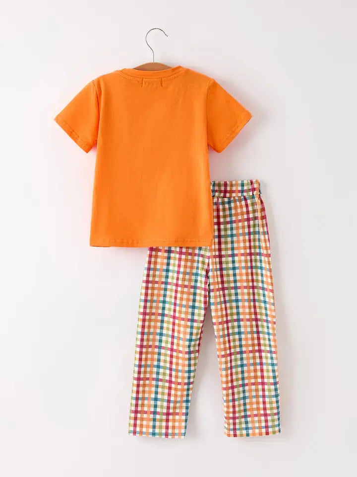 Fall Thanksgiving Color Plaid Turkey Boy Set (ETA:Mid-July)
