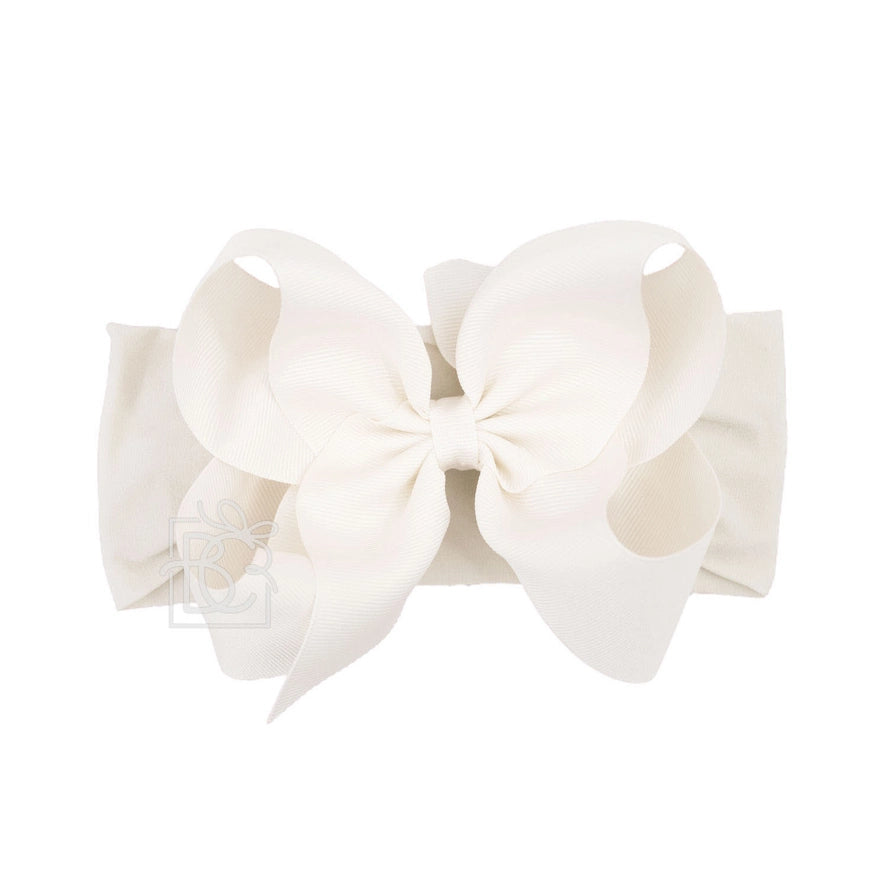 Wide Pantyhose Headband W/Classic Grosgrain Bow (Beyond Creations)