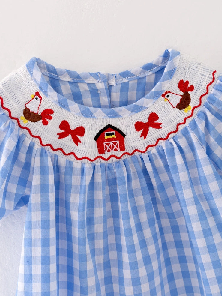 Farm Smocking Embroidered Girl Outfit