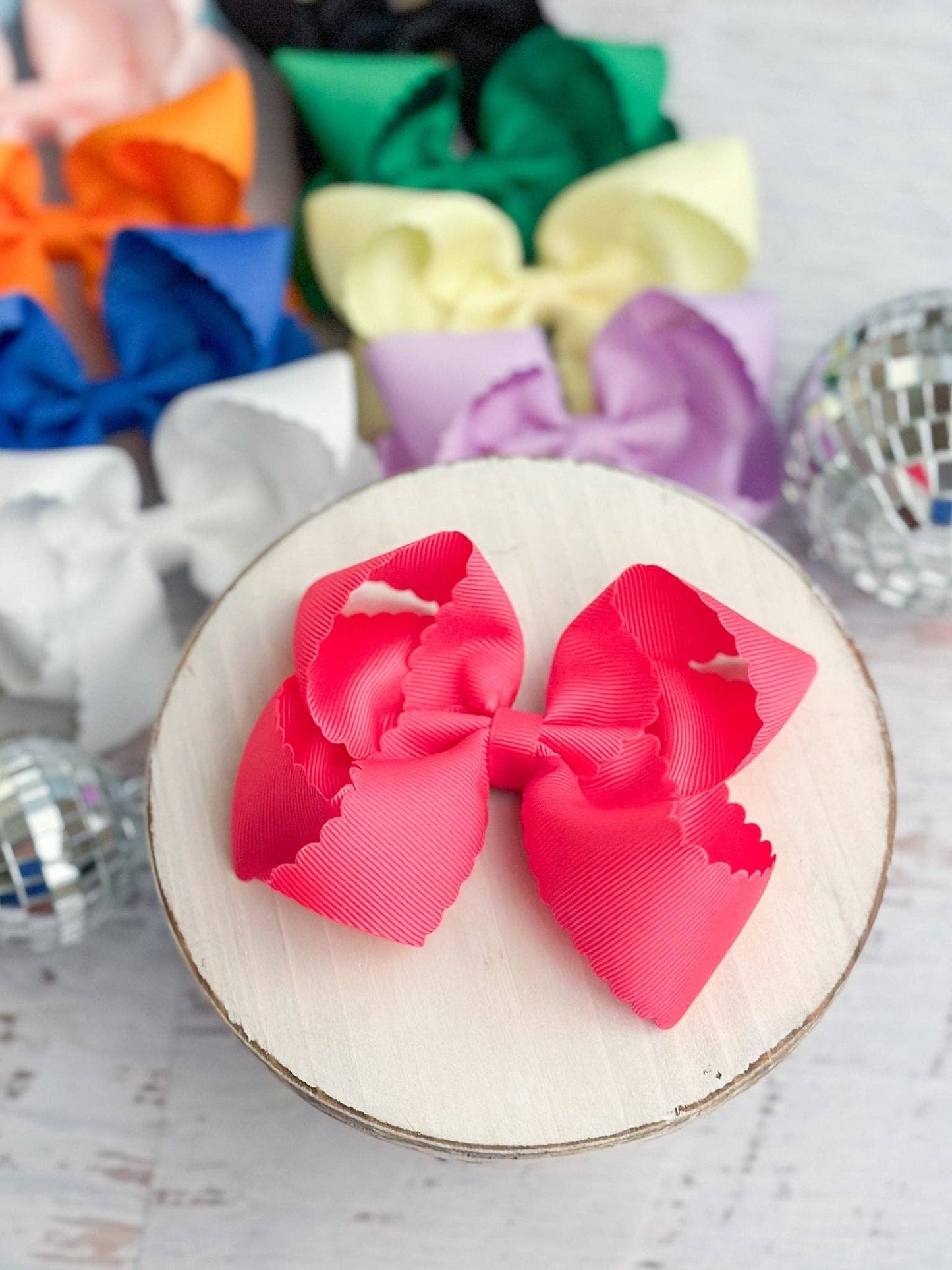 4.5" Classic Scalloped Hair Bow | Clip or Headband