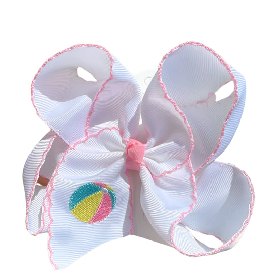 Pastel Beach Ball Embroidered Hair Bow