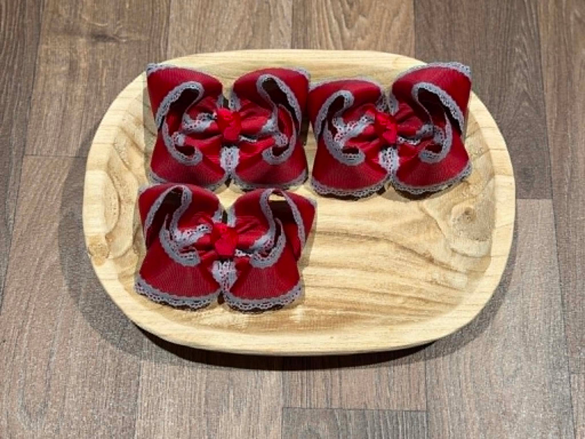 Maroon/Gray Lace Custom Bow