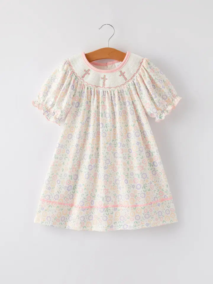 Easter Blessings Cross Embroidered Dress