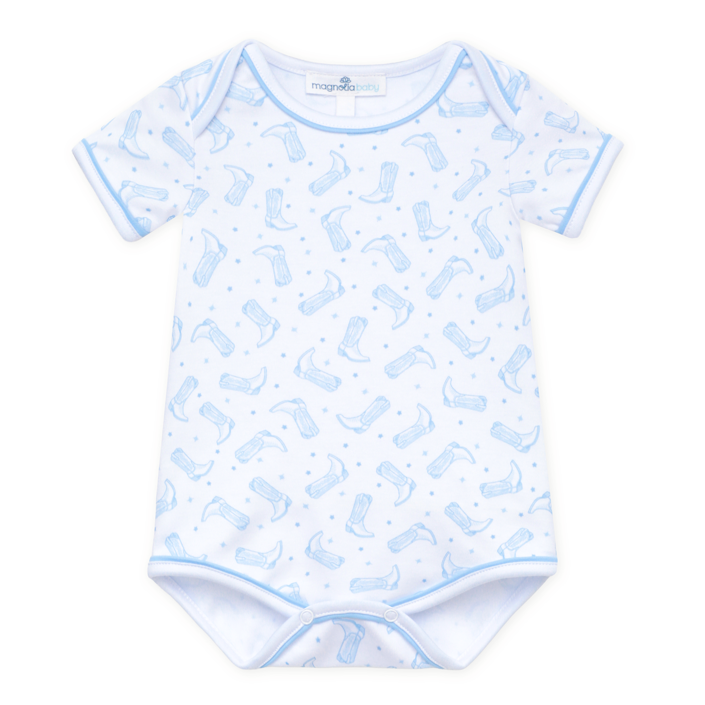 Darling Cowboy Boots Print Bodysuit - Light Blue