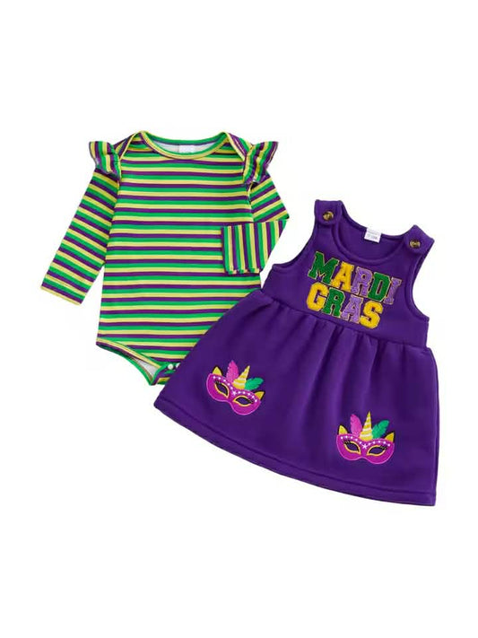 Mardi Gras Embroidered Dress Set