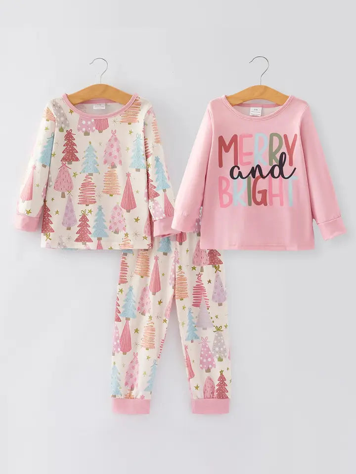 Pink Merry & Bright 2 Tops + 1 Pant Combination Pajama Set