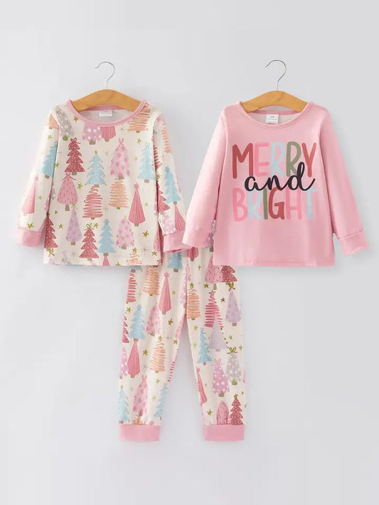 Pink Merry & Bright 2 Tops + 1 Pant Combination Pajama Set