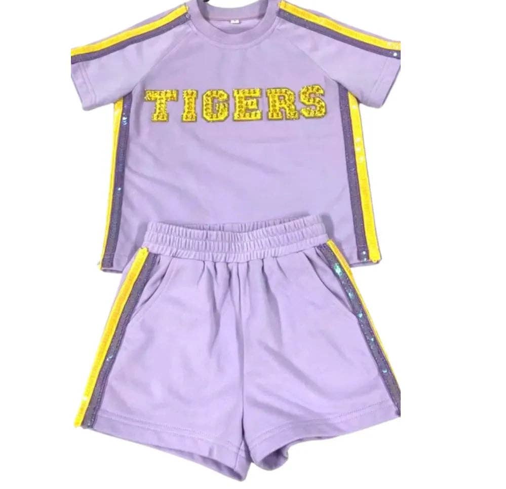 PRESALE: "TIGERS" Sequin and Crystal Set - Lavender & Gold (Arrival early August)