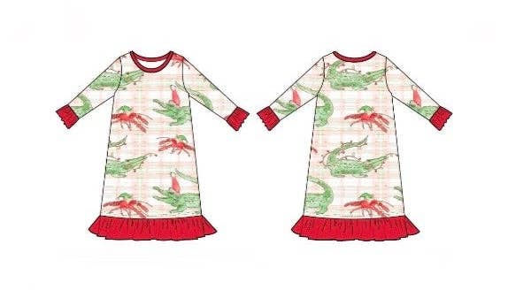 Gator/Crawfish Christmas Gown (Bamboo)