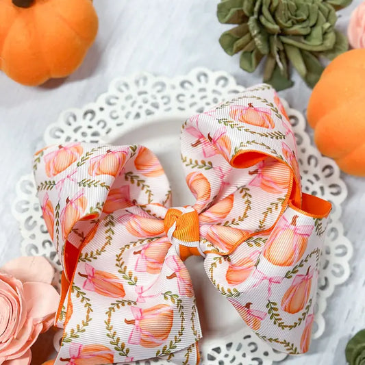 Double Layered Pumpkin Hair Bow