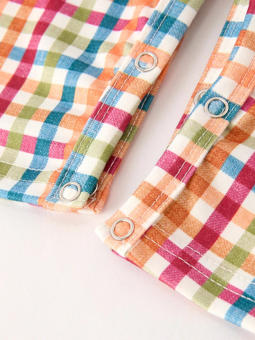 Fall Thanksgiving Color Plaid Turkey Boy Romper (ETA: Mid-July)