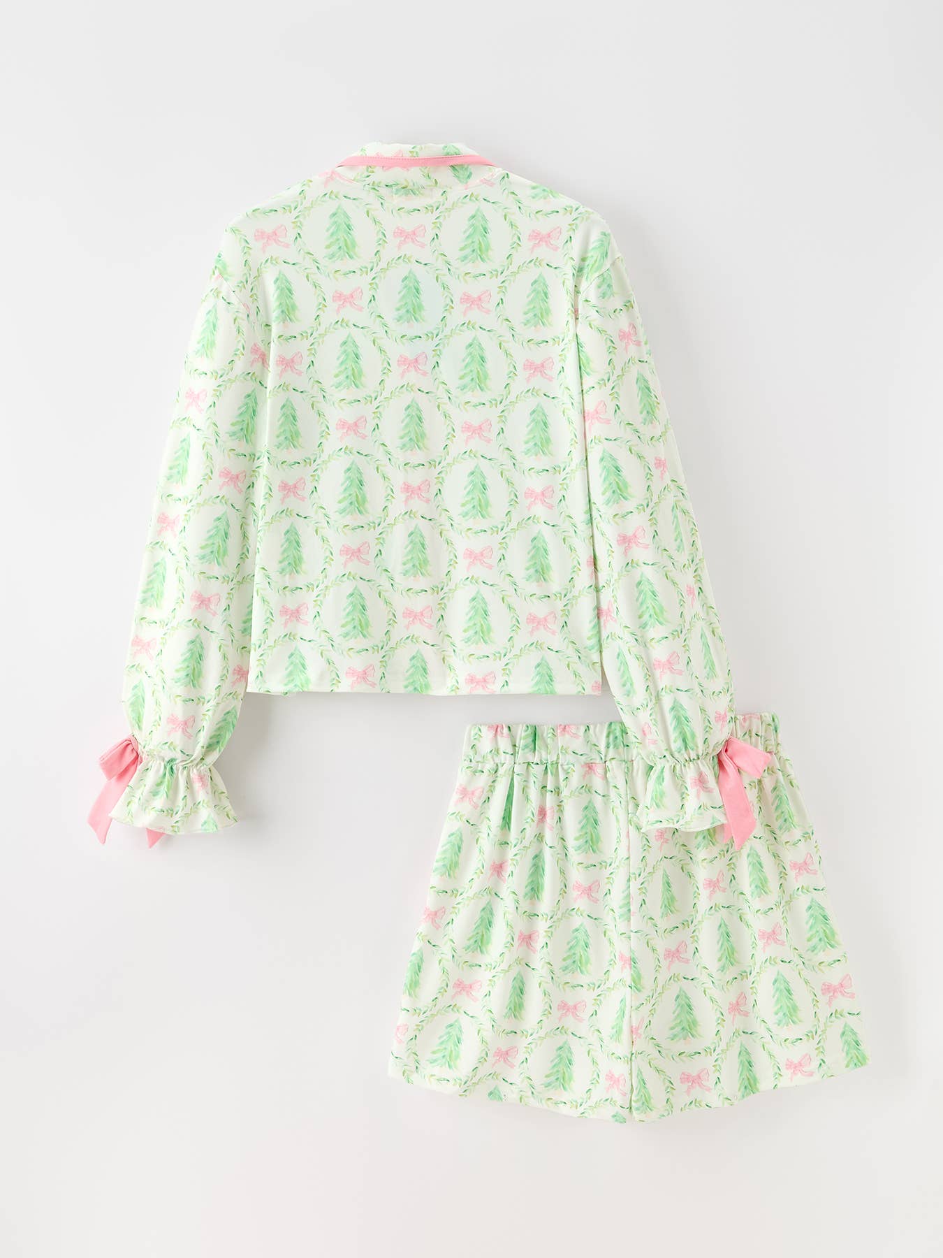 PREORDER: Mommy & Me Christmas Tree & Bow Print Girls Pajama Set (ETA: End of September)