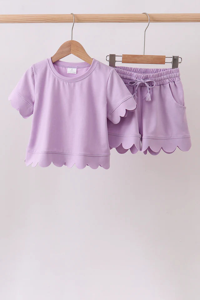 Lavender Scallop Short Set