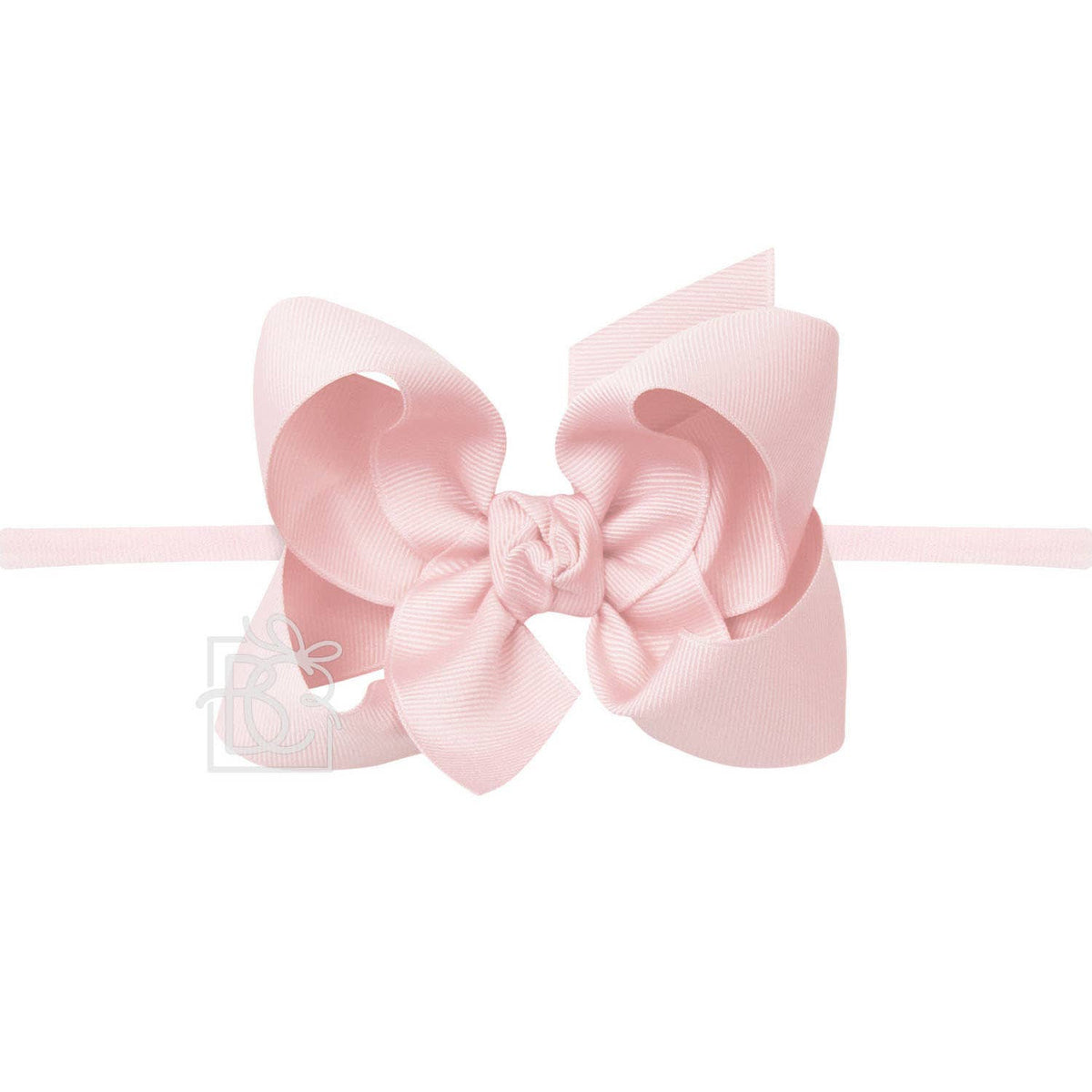 1/4" NYLON PANTYHOSE HEADBAND W/SIGNATURE GROSGRAIN BOW