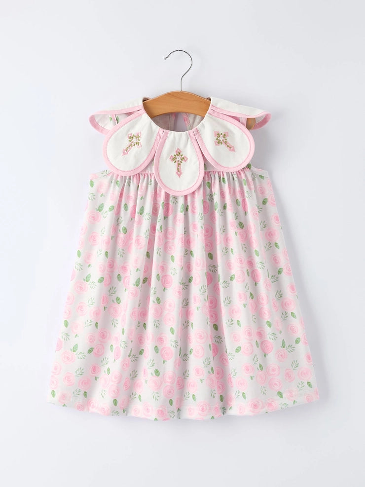 Pink Floral Smocked Cross Dress