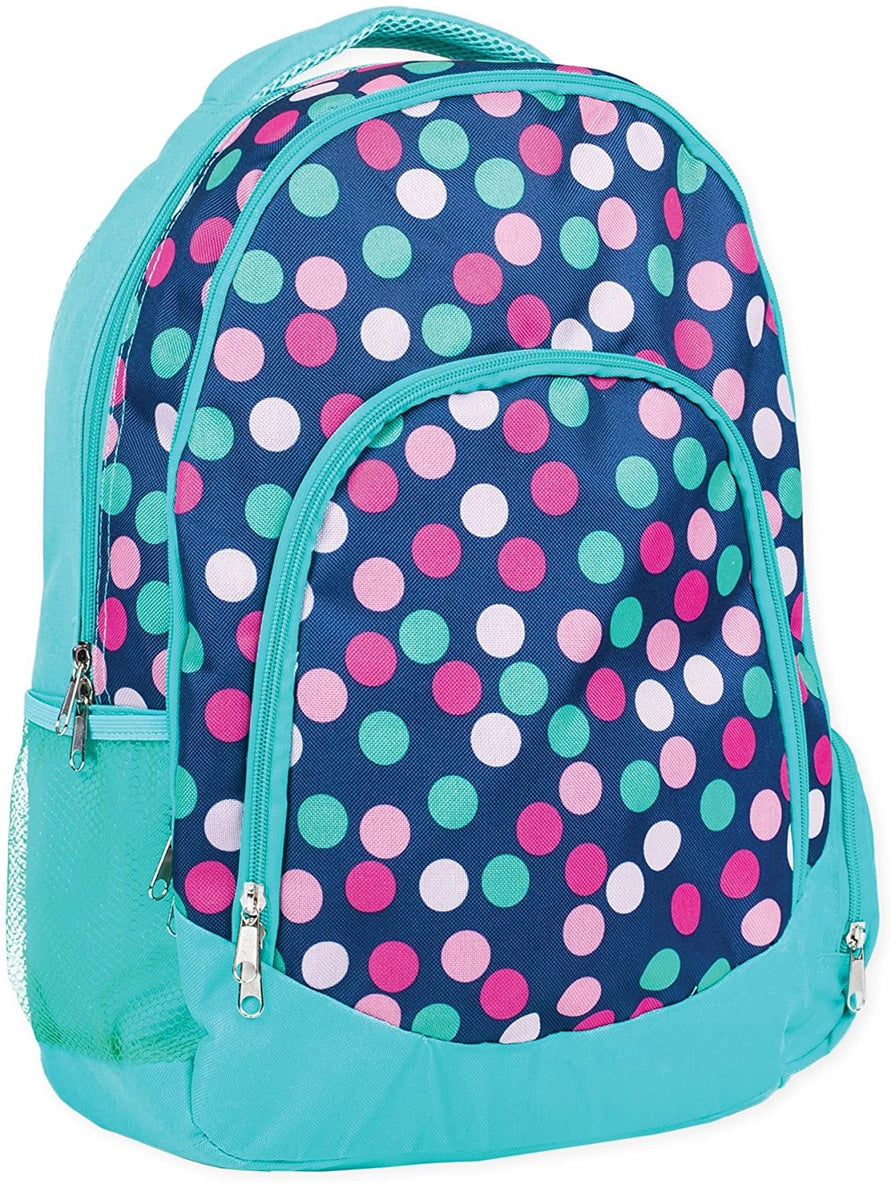 Teal Navy Party Polka Dot Laptop and School Backpack