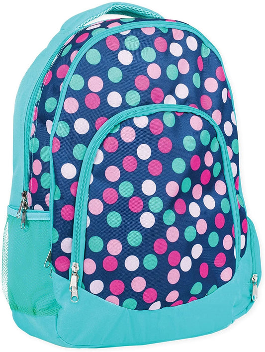 Teal Navy Party Polka Dot Laptop and School Backpack
