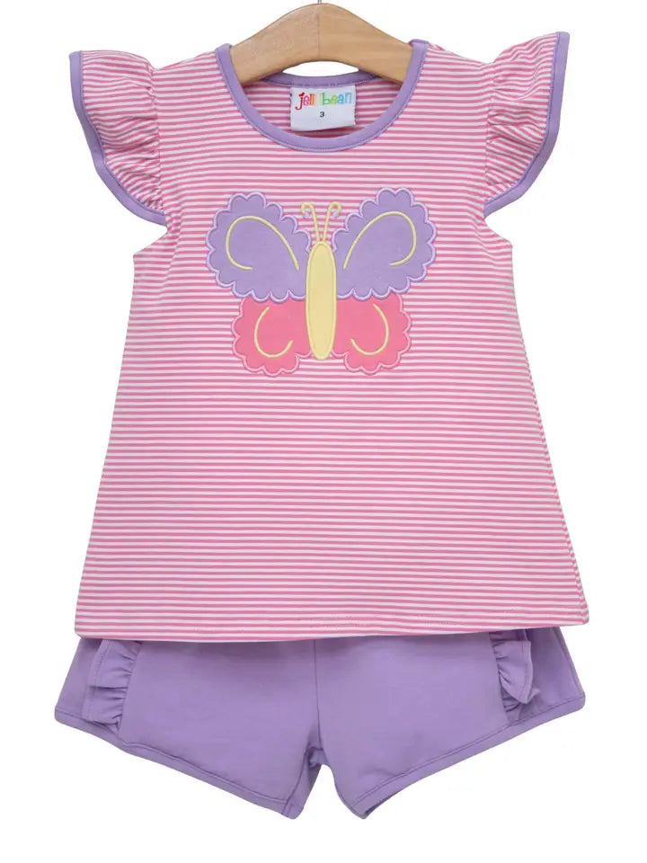 Butterfly Kisses Ruffle Short Set (Jellybean)