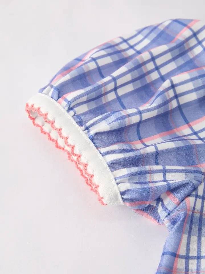 Back To School Pocket Applique Check Girls Dress (ETA: mid/late July)