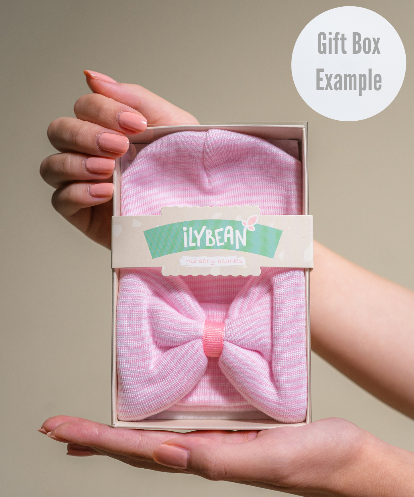 White OR Pink Newborn Girl Bow Pearl Center Hospital Hat