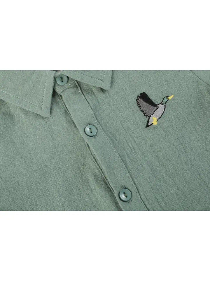 Sage Green Mallard Boys Dress Shirt