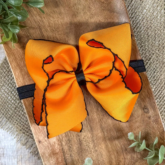 Orange with Black Moonstitch Bow Headband 5"